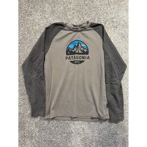 Patagonia T-Shirt Mens M Grey 1973 Graphic Raglan Long Sleeve Organic Cotton